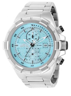 Invicta Chronograph Watch Silver Light Blue Dial