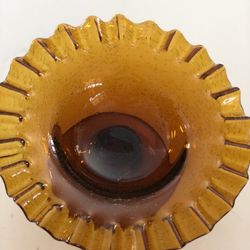 Taste of Home Entertaining Small Amber Glass Footed Fruit Bowl. Handmade
