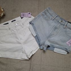 Wild Fable Stylish Women's Denim and White Shorts. Highest Rise, Cheeky Shorts