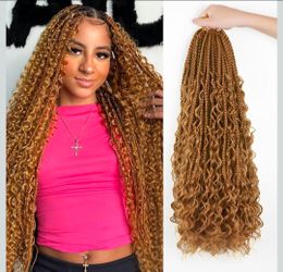 Boho Box Crochet Braids Human Hair Mixed Bohemian Braids Crochet Hair for Black Women Goddess Braid with Curly Ends (9 pack)
