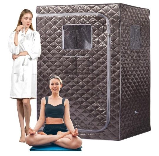 NIB Smartmak Full Size Steam Sauna Tent, Portable Whole Body Home Spa Room, 1 or Two Person Large Space, Steamer NOT Included (47.28" x 35.46" x 63" D