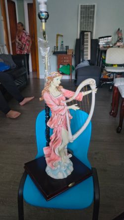 Figurine Table Lamp Harp Angel Woman