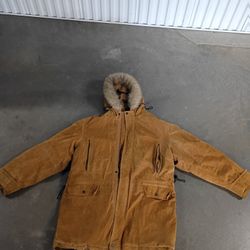 Parka Jacket Faux Fur Hooded Brown