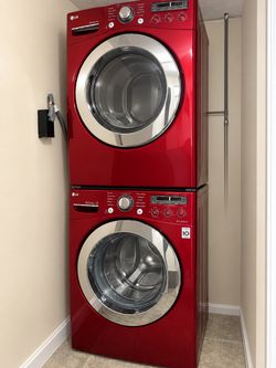 LG Front-Load Washer and Dryer Set Red