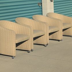 Vintage Mid Century Barrel Chairs on Casters