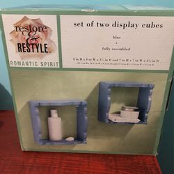 Set Of Two Blue Display Cubes