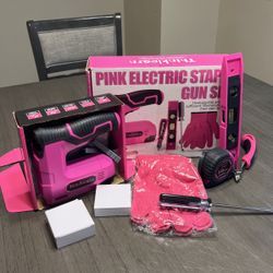 Pink Electric Staple Gun Set