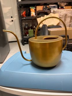 Gold Metal Watering Can with Gooseneck Spout