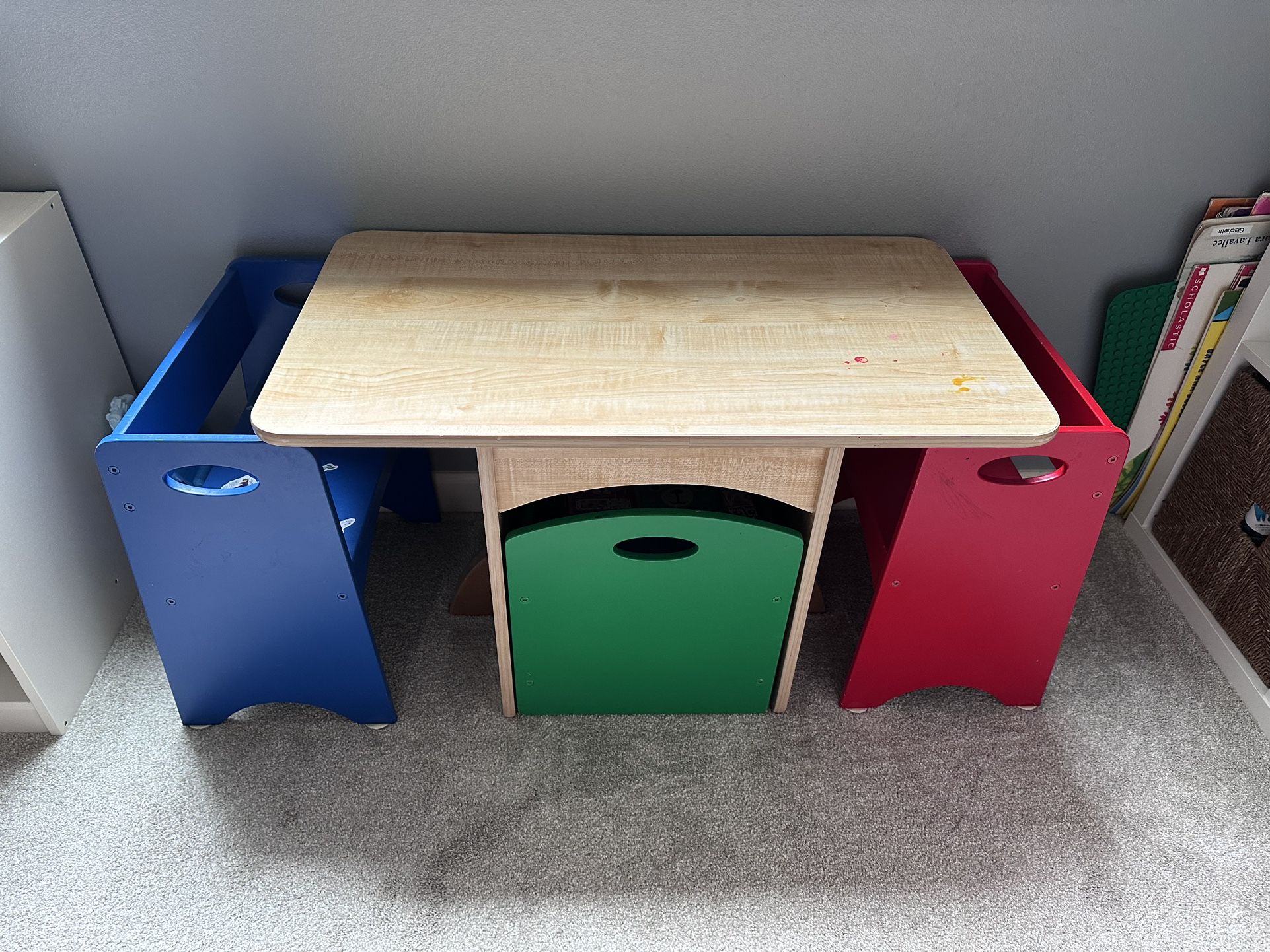 Toddler Table, Chairs And Storage Bin