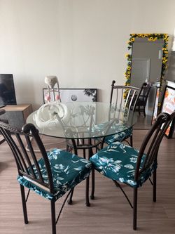 Glass Dining Table w/ 4 Chairs