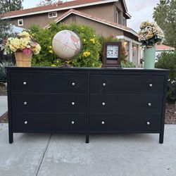 Black Modern 6 Drawer Dresser Chest of Drawers Furniture Great Condition 