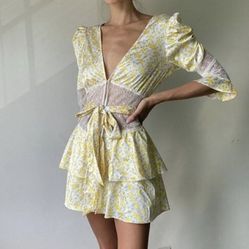 NEW! For Love & Lemons Women's Sz. Small Daffodil Robe Collab With Victoria Secrets
