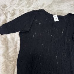 Express Midnight Black Textured Blouse