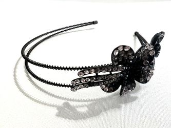 Crystal flower metal wire headband