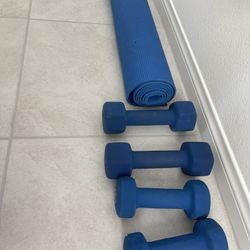 Yoga Mat And Dumbbells 