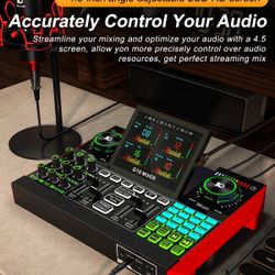 G10 audio interface, podcasting equipment, live sound card for streaming, 48V phantom power, soundboard, voice changer, mixer with sound card for PC r
