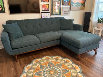 Teal Mid-Century Modern Sectional Sofa
