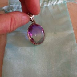 Large Round Ametrine 925 Sterling Silver Pendat