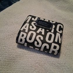 Black&white Marc Jacob's Jumbled Logo Or Standard Supply Type Workwear Mini Compact Bifold Women's Wallet