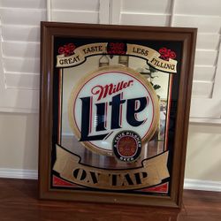 Miller Lite Beer Mirror W28 1/2 X H 34 1/2