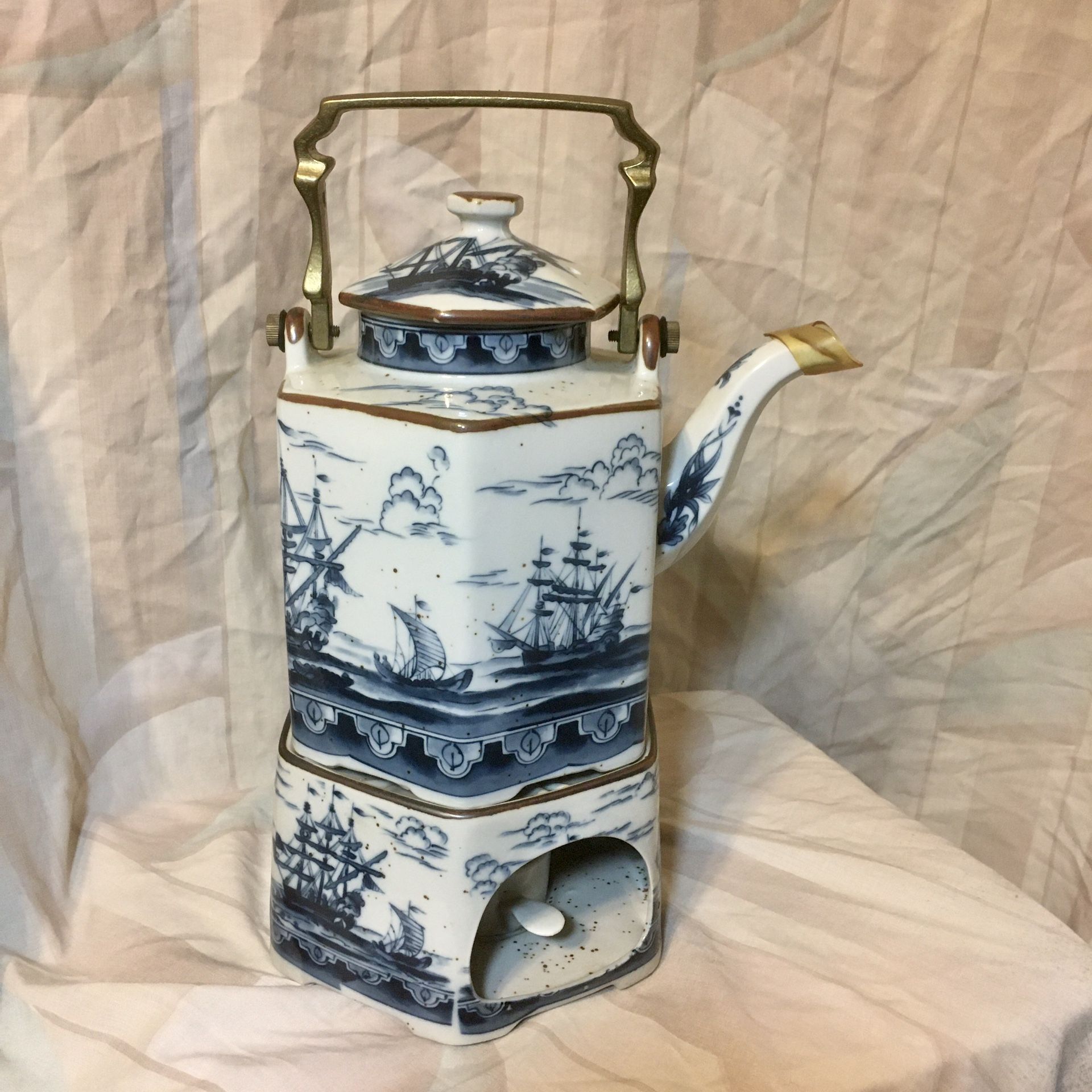 Teapot and Warmer - Nautical Maritime Theme - Andrea by Sadek