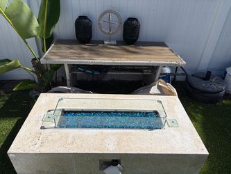 Moving Sale: Modern Terrazzo / Concrete Propane Fire Pit Table with Glass Guard