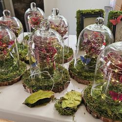 Whimsical Enchanted Forest Decor Set – Lighted Floral Centerpieces, Mossy Book, & Hot Cocoa Tree Sign
