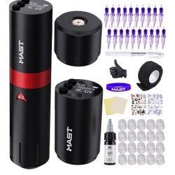 Mast Flip2 Tattoo Kit Tattoo Pen Machine Gun Kit Wireless Rotary Tattoo Kit with Adjustable Strokes Length for Studio Aritsts