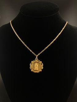 14k Gold - DUAL SIDED VIRGIN MARY PENDANT