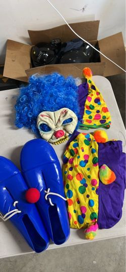Lot of Halloween costumes and wigs