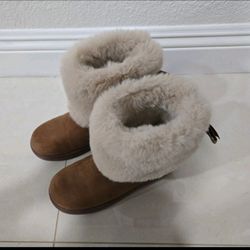 Faux Suede Winter Boots with Fur Cuff