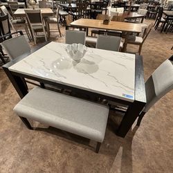 6PC Marbel Dining Table Set