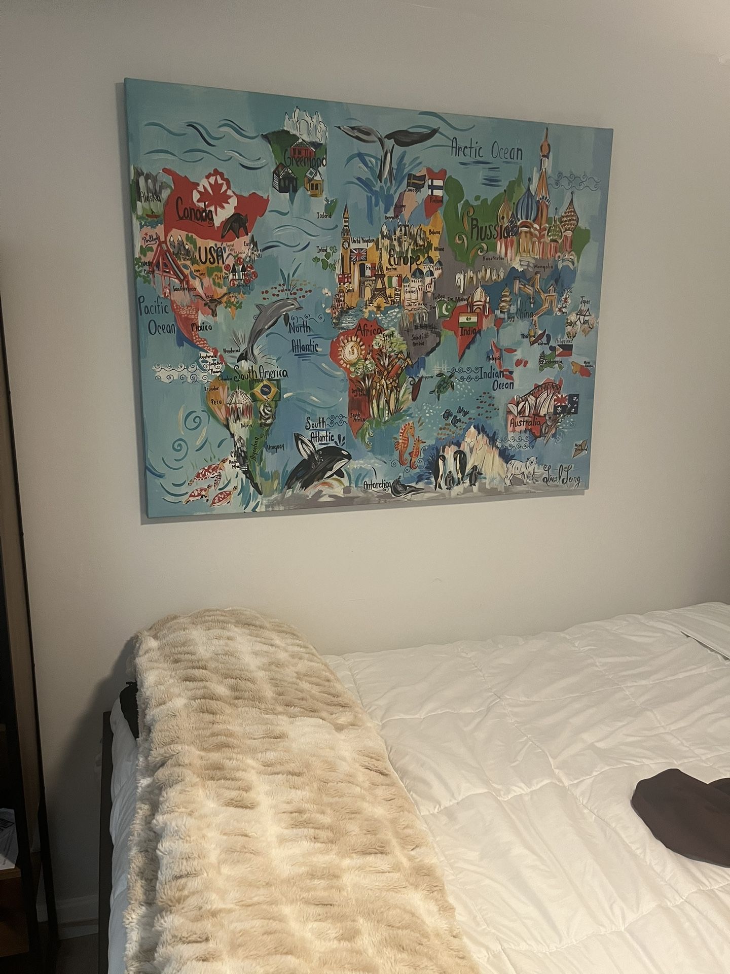 World Map Canvas $20