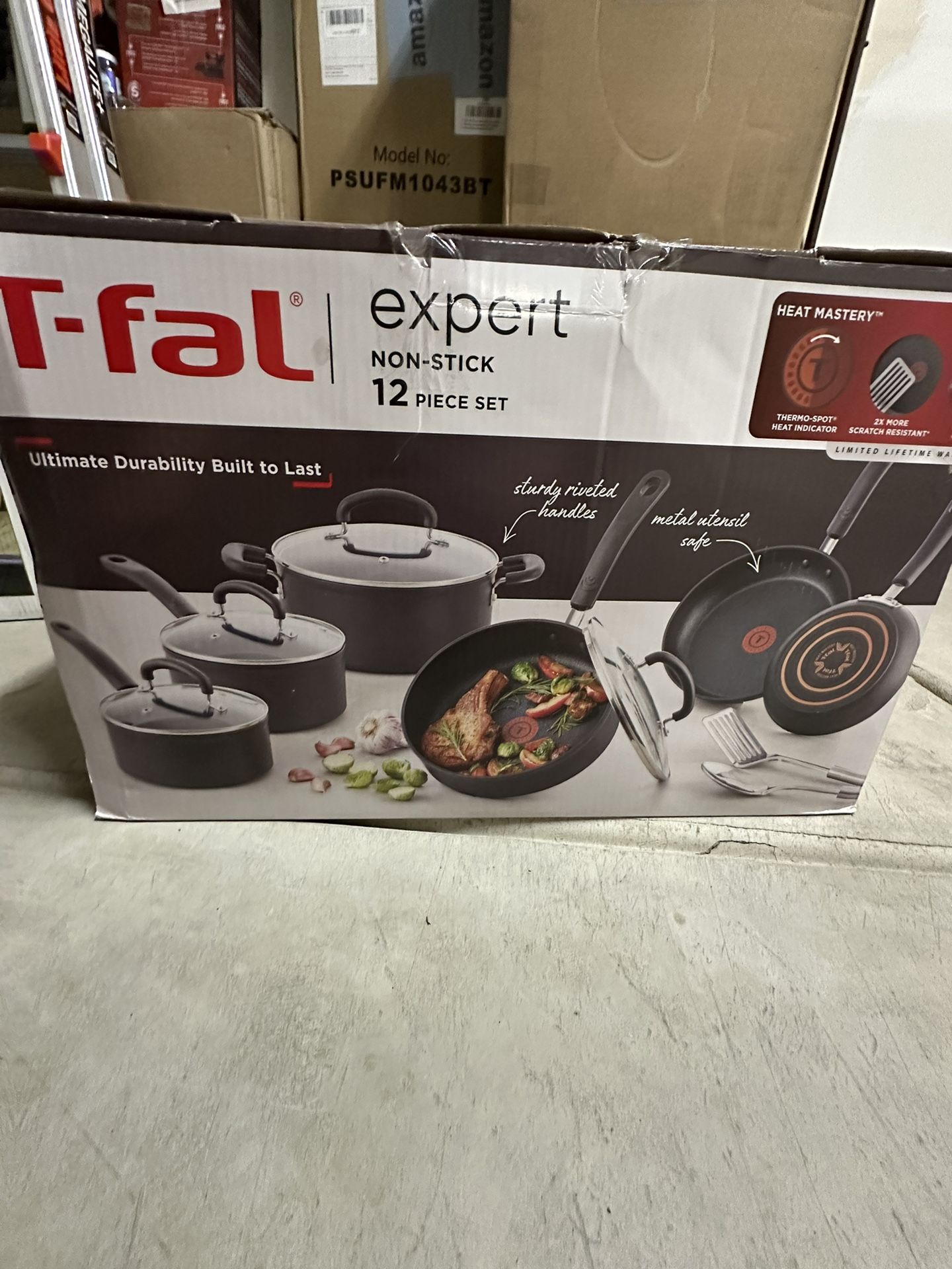 T-fal 12pc Expert Forged Nonstick Cookware Set Black
