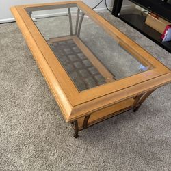 Glass Wooden Coffee Table 