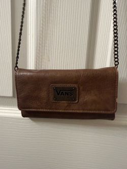Vans Brown Leather Chain Crossbody Wallet Bag