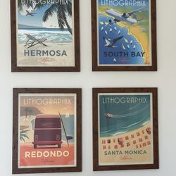 Vintage Los Angeles Beach City Prints