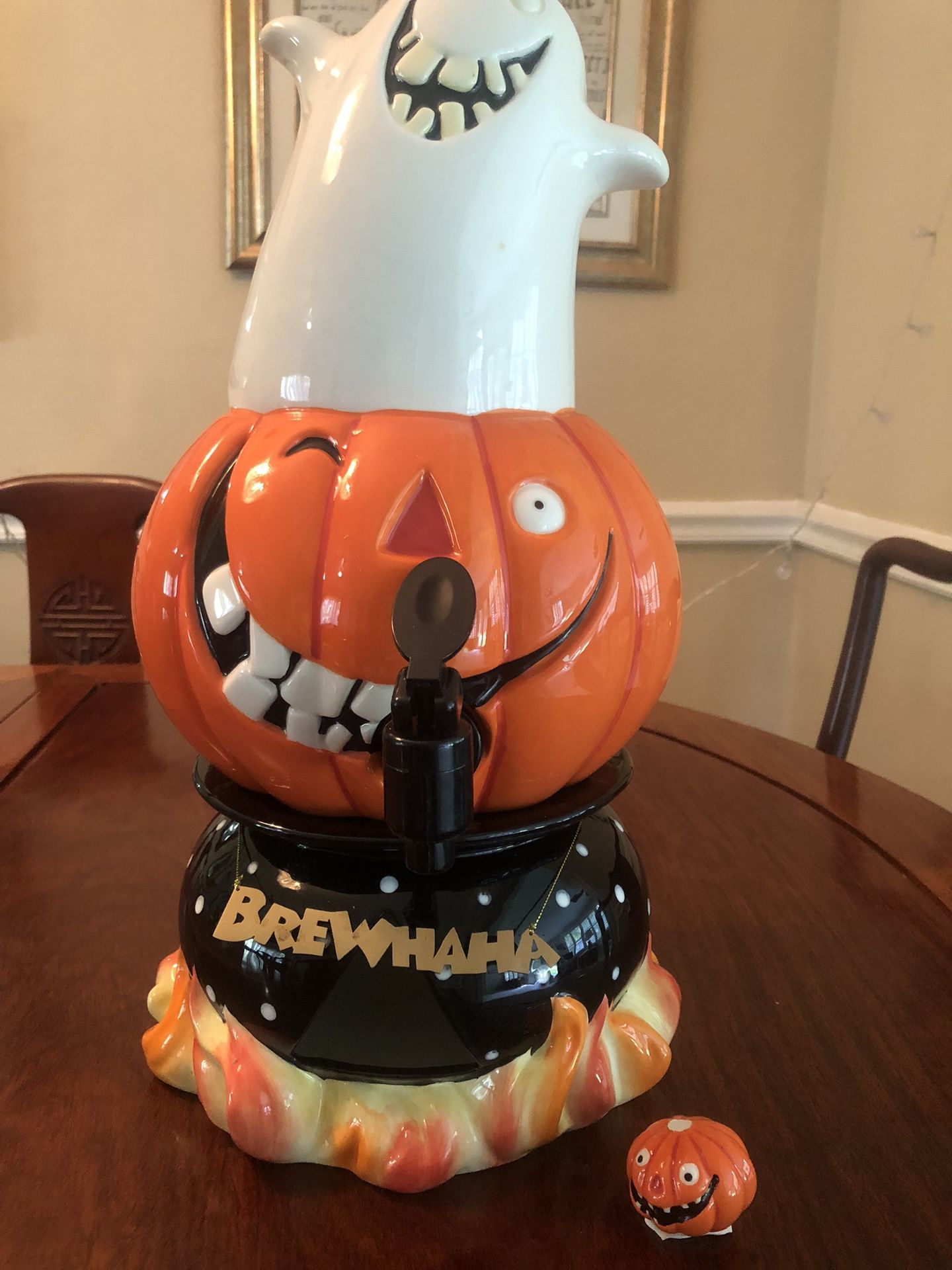 Halloween Pumpkin Ceramic Beverage  Dispenser 