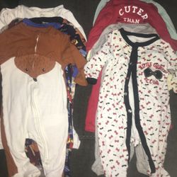 0-3 Mths Footed Onesies