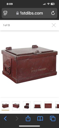 Antique Wells Fargo Heavy Red Iron Fire Proof Stage Coach Bank Safe Box