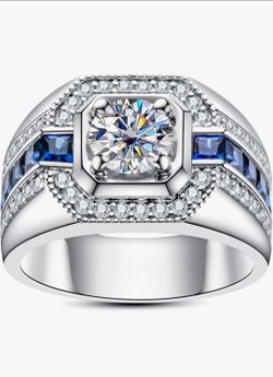 Moissanite Wedding Rings for Men 2.68cttw D Color VVS1 925 Sterling Silver Engagement Promise Anniversary Band Ring