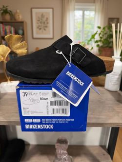 Birkenstock Boston Clog Black Suede