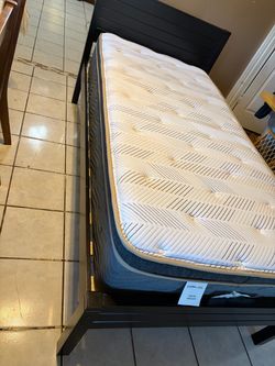 Twin XL mattress with bed frame