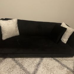 New Black Velvet Sofa