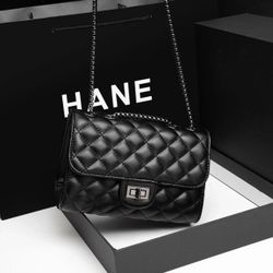 Women's Pu Leather Lingge Fashion Square Lock Clasp Crossbody Bag