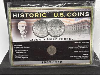 1907 Liberty Head V Nickel in Historic U.S. Coins Display Card