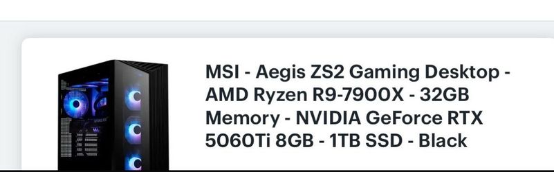 Msi Aegis ZS2 gaming pc