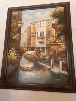 Oil painting of the Venice canal