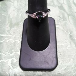 Sterling Silver Rainbow Topaz Cz Ring Sz7