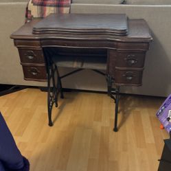 White Sewing Machine Cabinet 